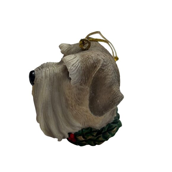 Schnauzer Dog Head Christmas Ornament With Gold Hanging Cord - Picture 4 of 4